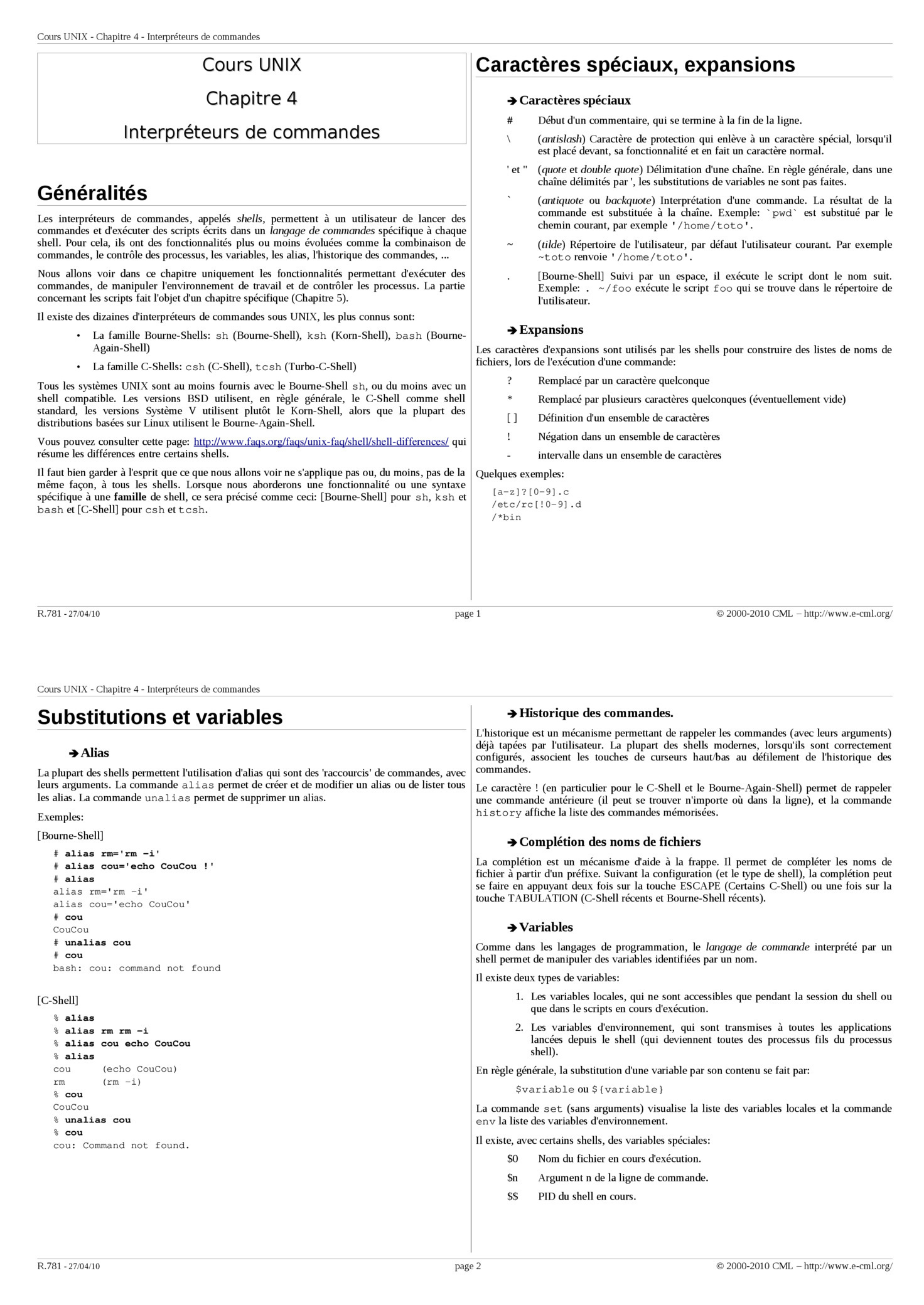 Aperçu : Shell - Interpréteurs de commandes