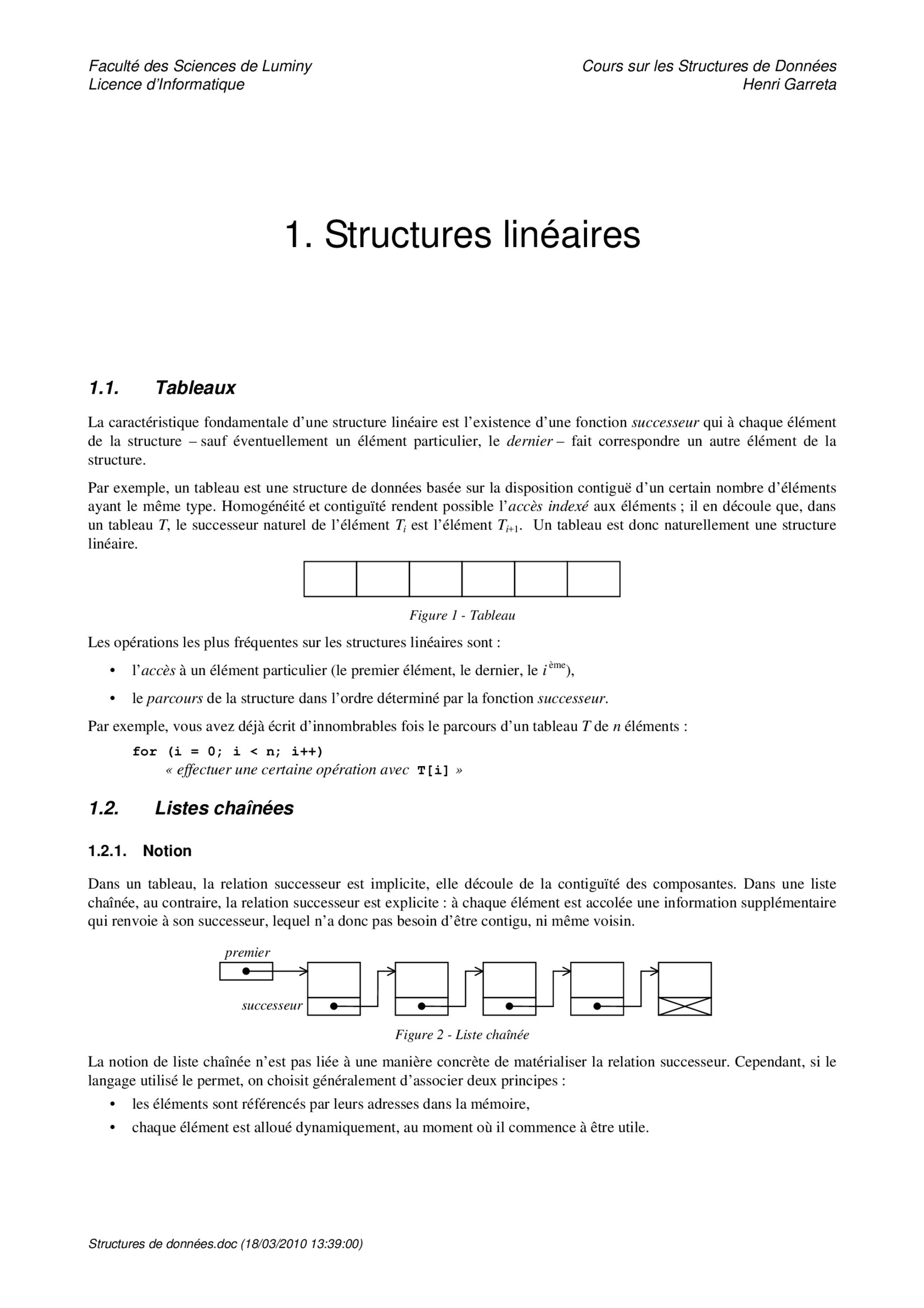 Aperçu : Structures linéaires