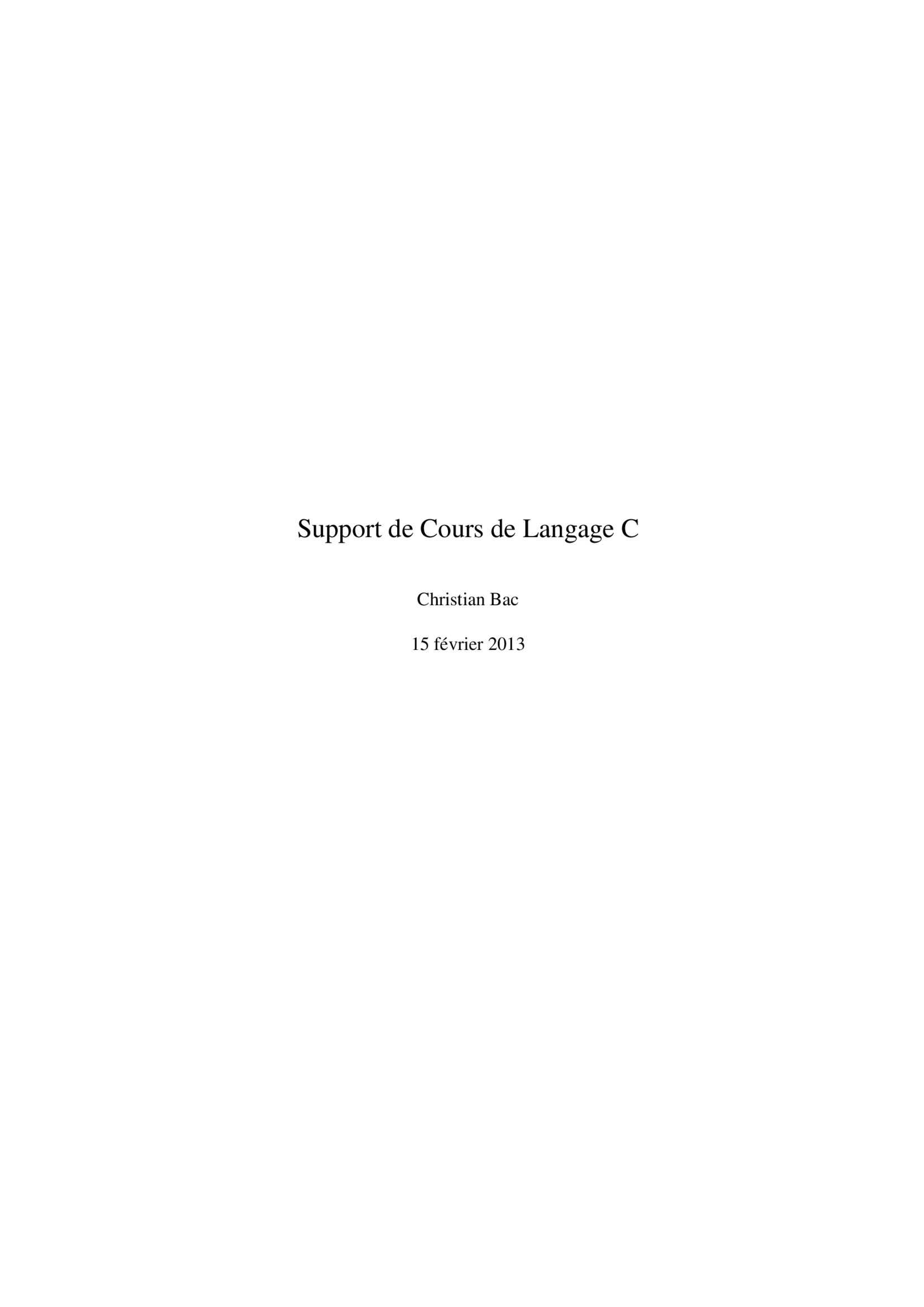 Aperçu : Support de Cours de Langage C