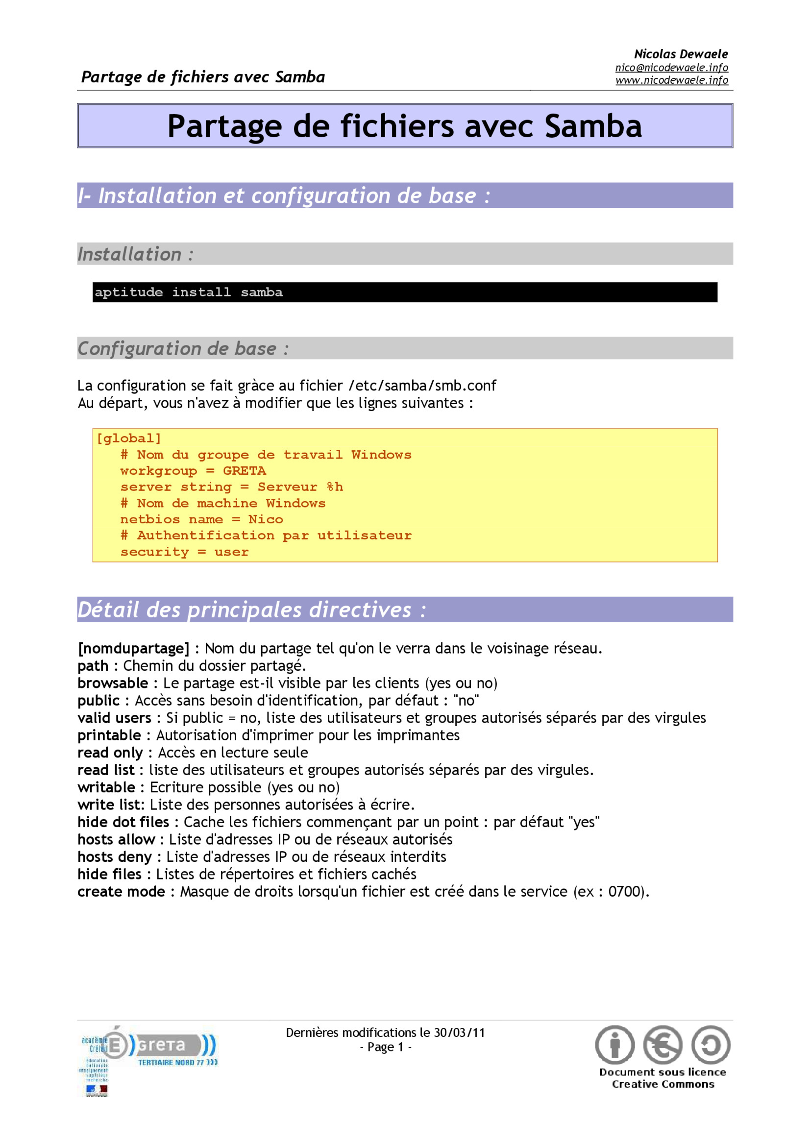 Aperçu : Partage de fichiers avec Samba