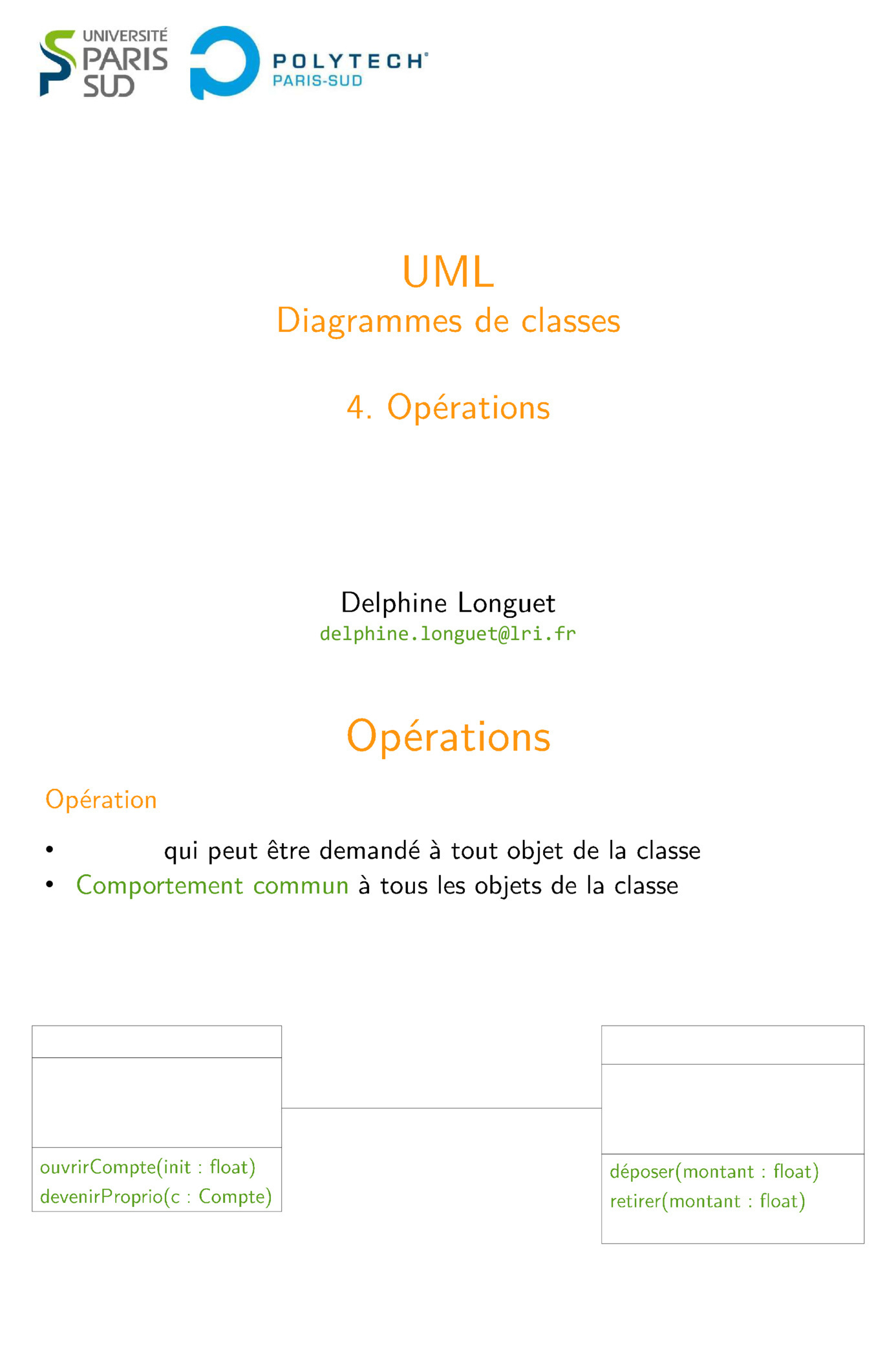 Aperçu : UML: Diagrammes de classes - Opérations