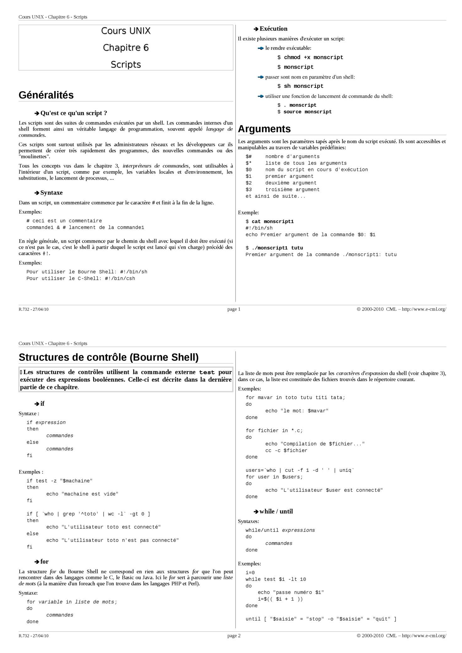 Aperçu : Unix/Linux Les scripts