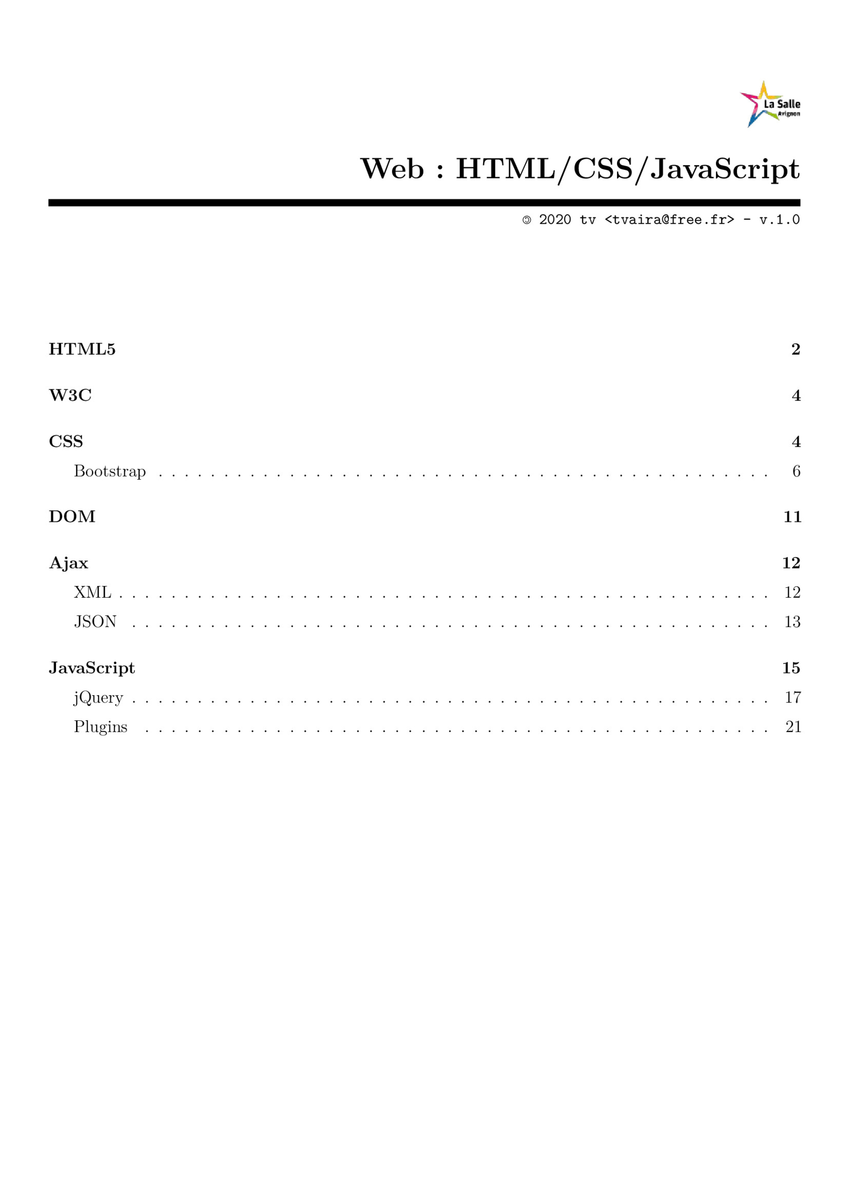 Cours HTML CSS JavaScript PDF Gratuit